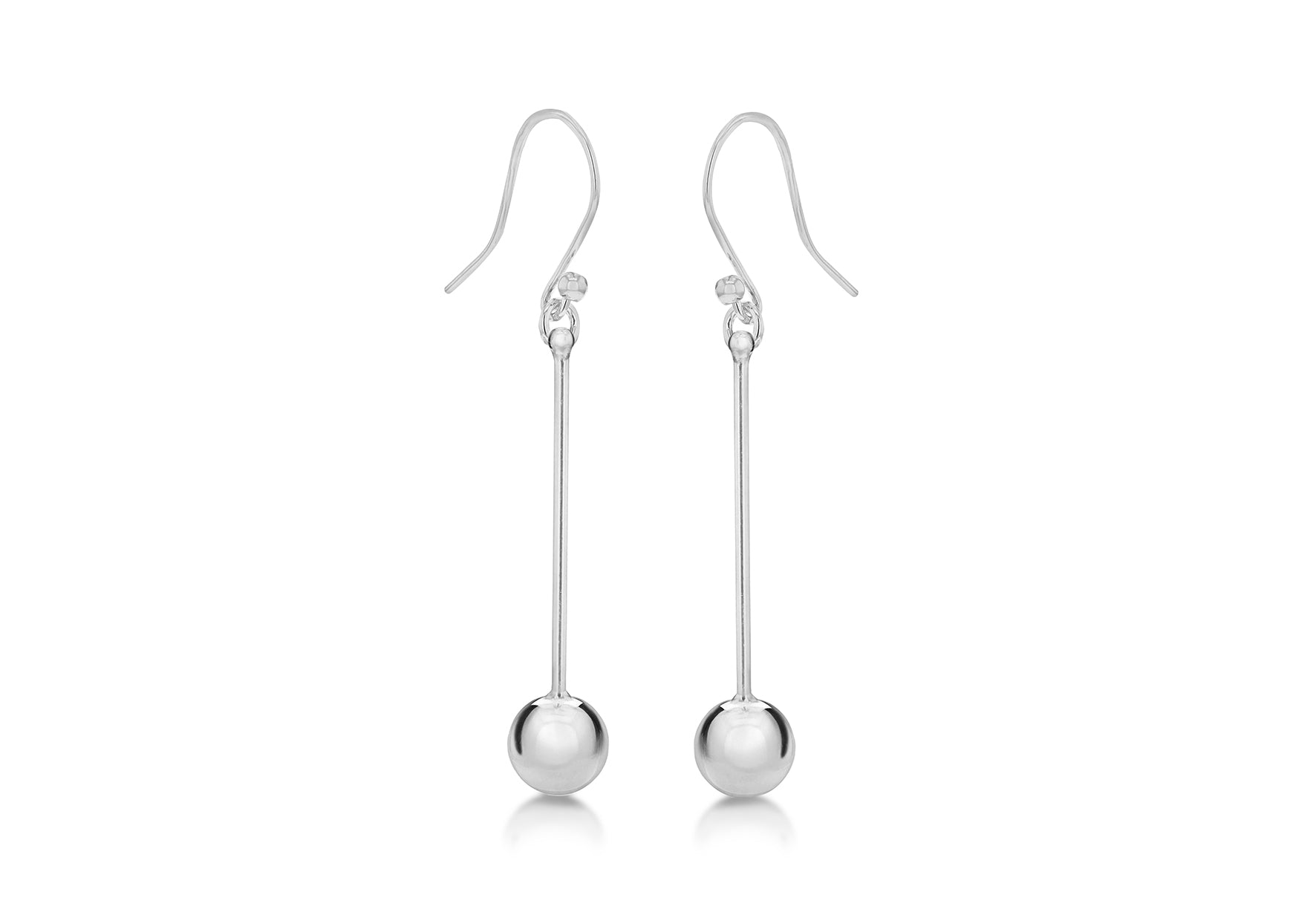 Sterling Silver Stick & Ball Drop Earrings