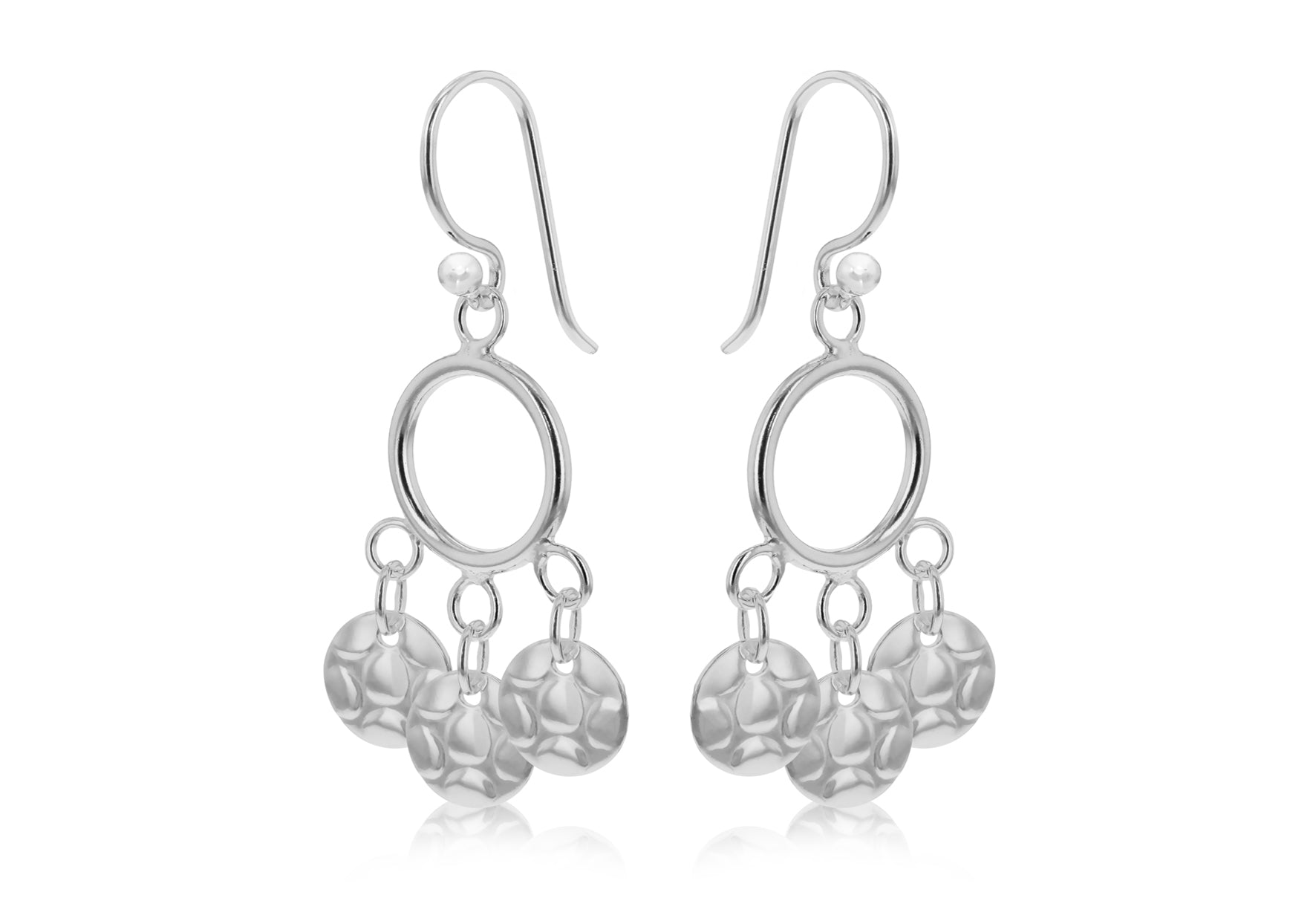 Sterling Silver Circle & Disc Drop Earrings