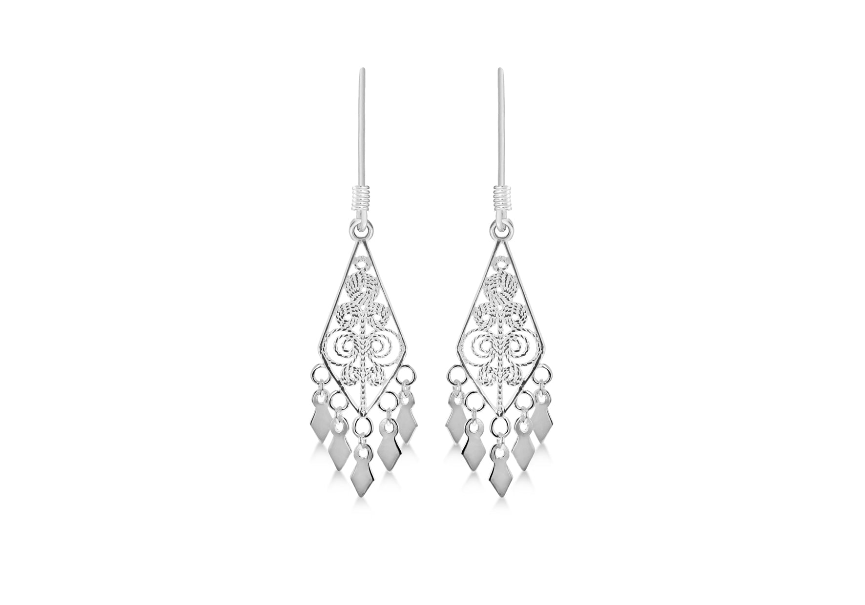 Sterling Silver Filigree Drop Earrings