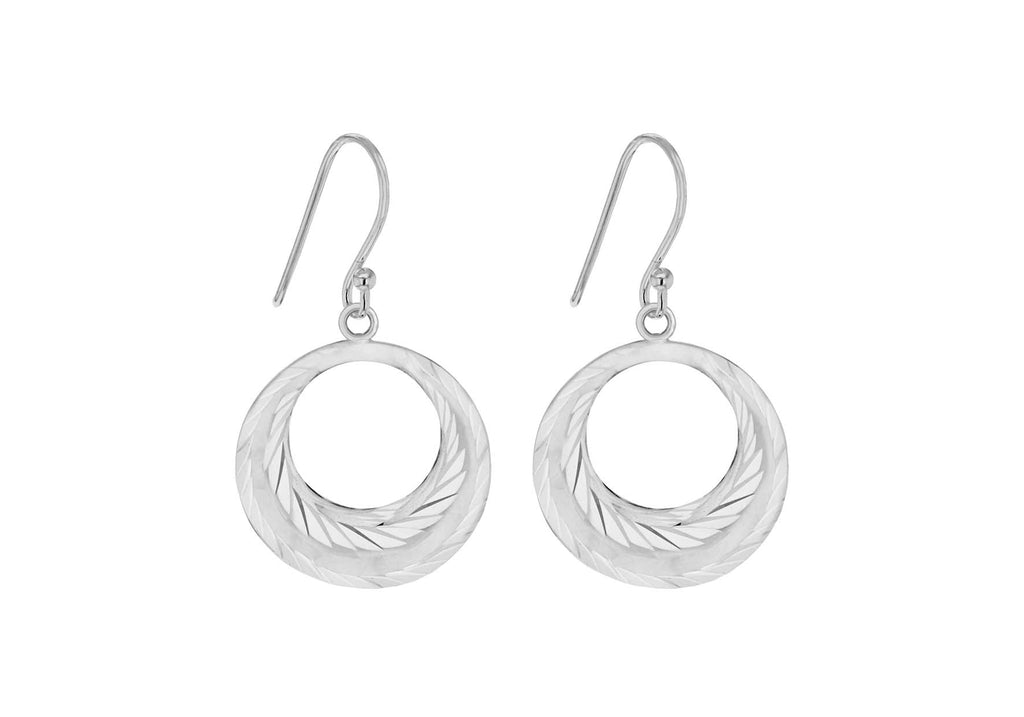 Sterling Silver Diamond Cut Cutout Drop Earrings