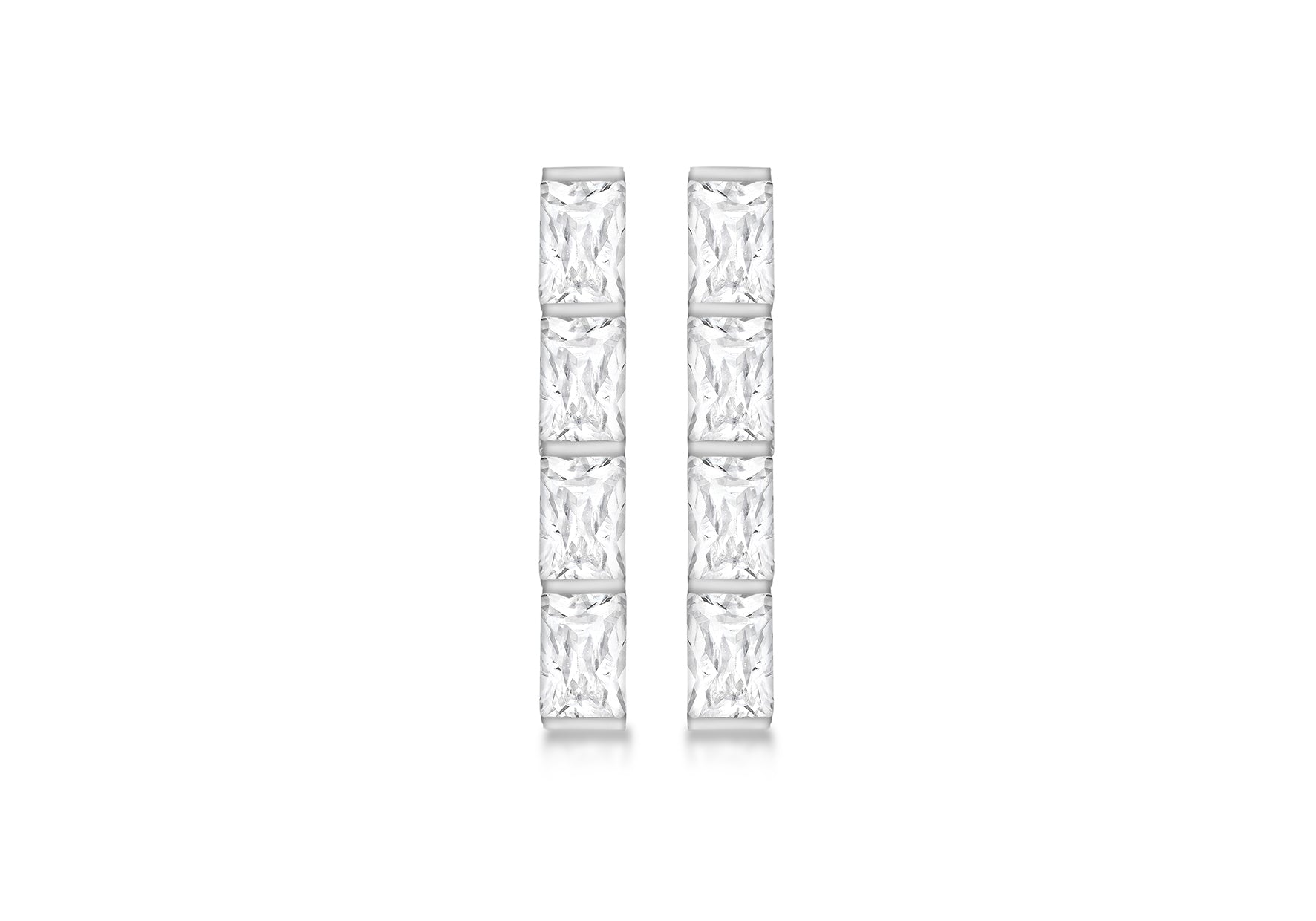 SILVER Zirconia BAGUETTE DROP E/Ring