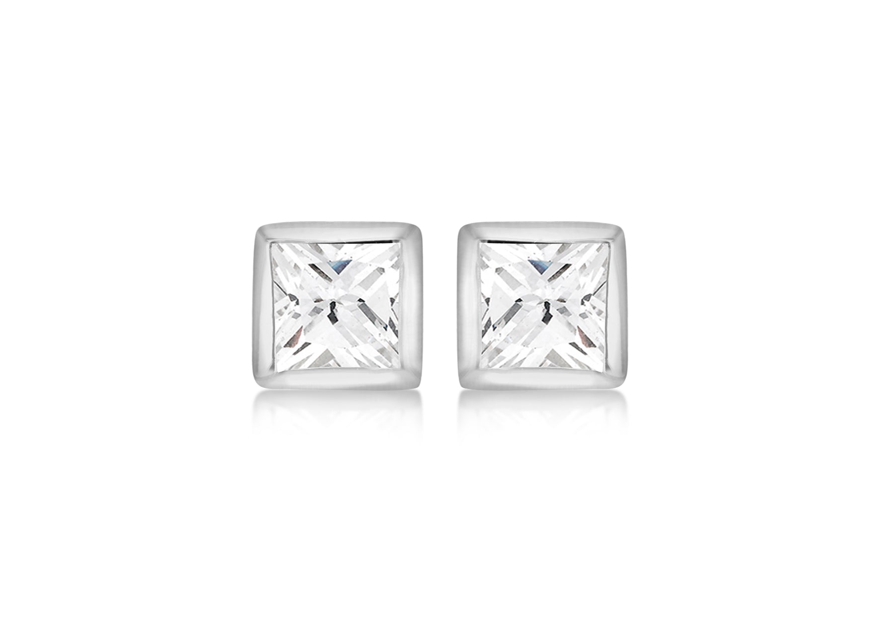 SILVER 5X5 W/Zirconia SQUARE EARRing