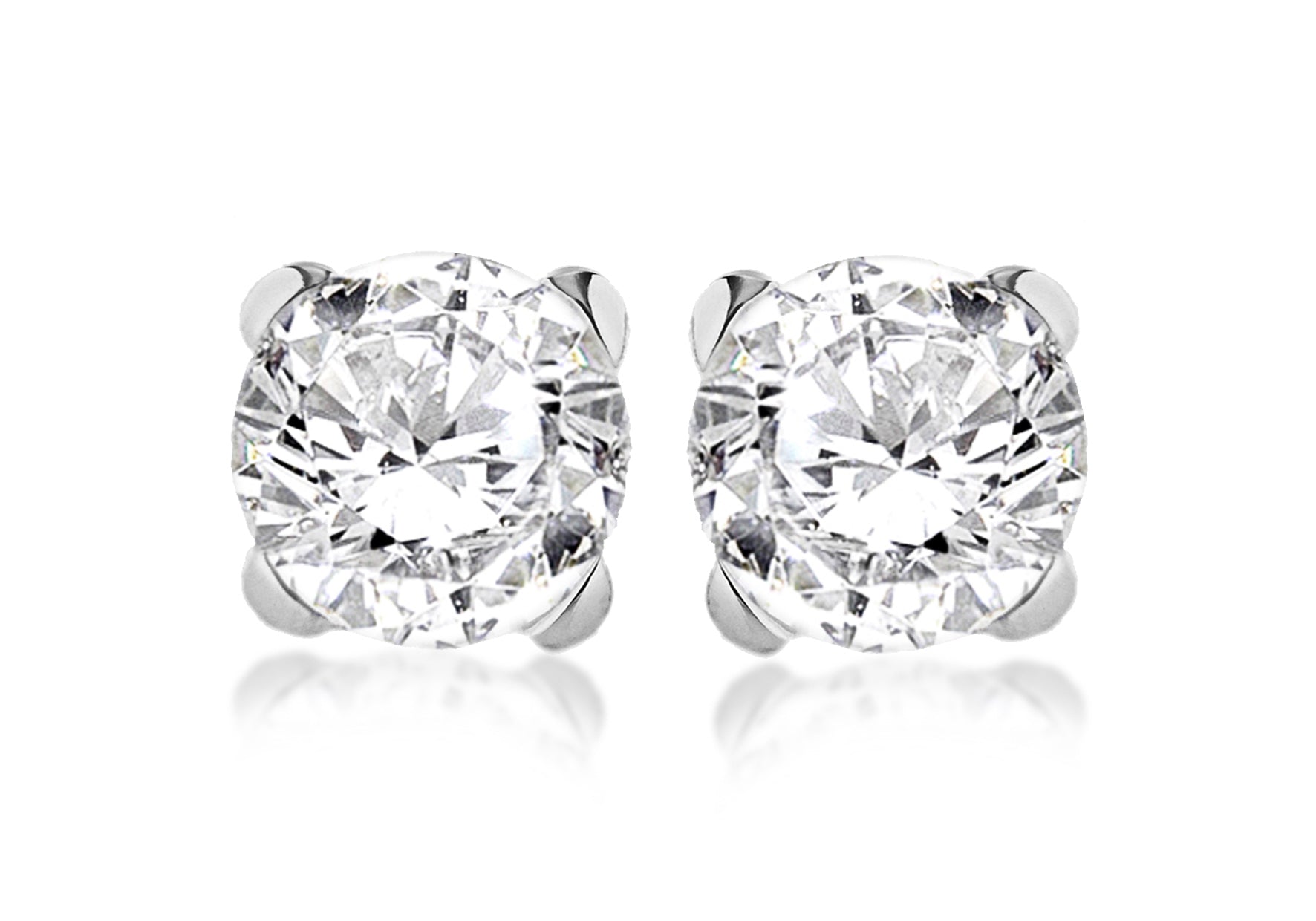 Sterling Silver 10mm Round Zirconia Stud Earrings
