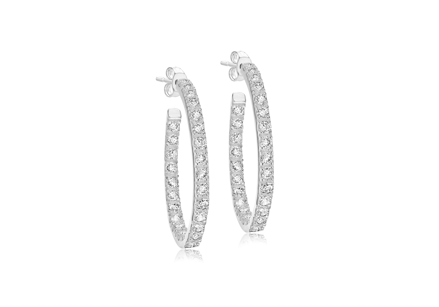 Sterling Silver Zirconia Creole Earrings
