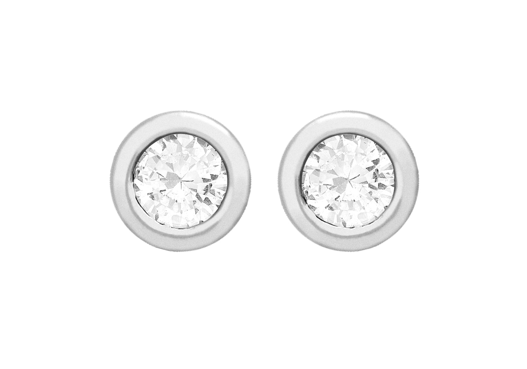 SILVER ROUND Zirconia STUD EARRing