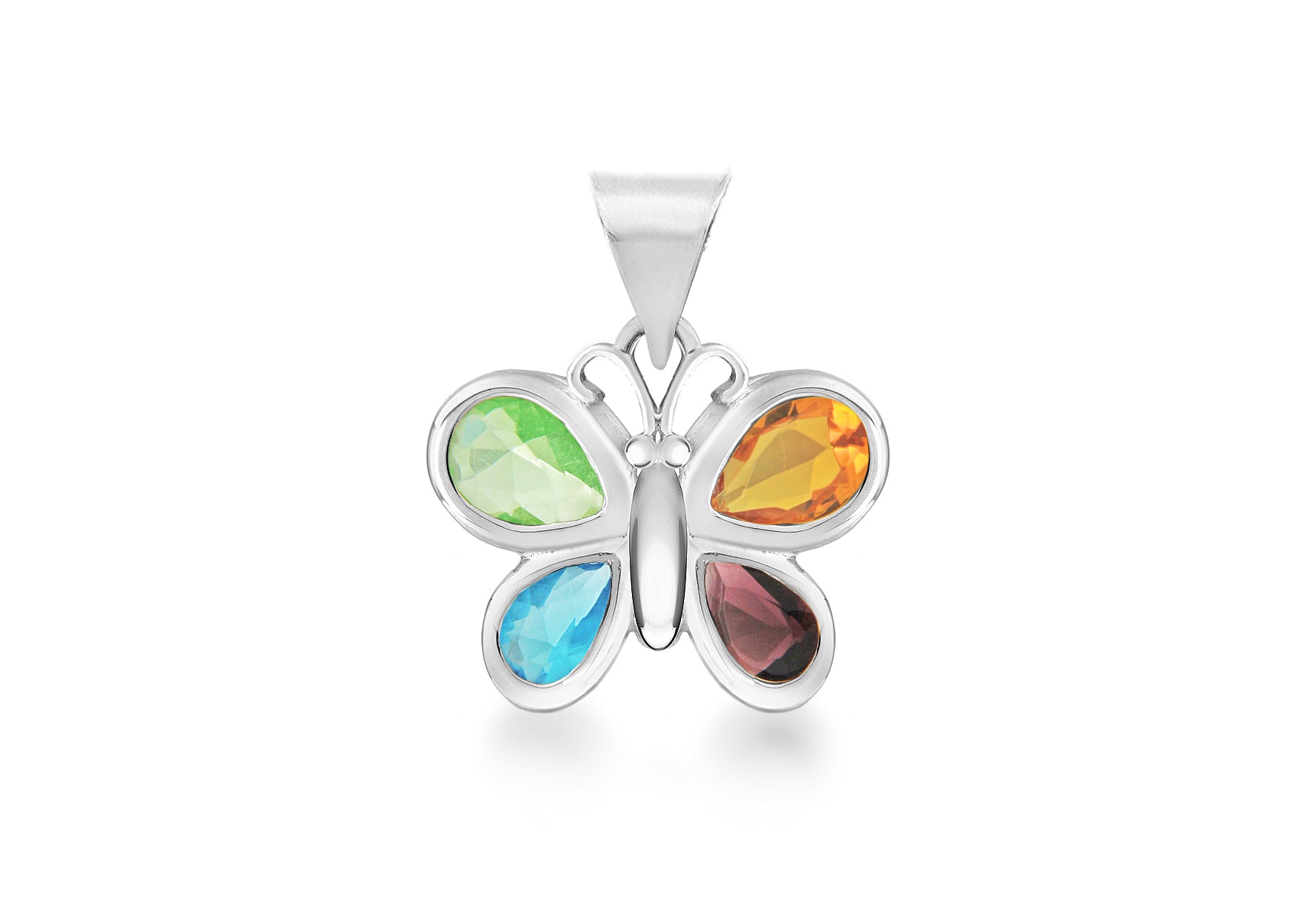 Sterling Silver MultiColoured Zirconia Stones BCutterfly Pendant