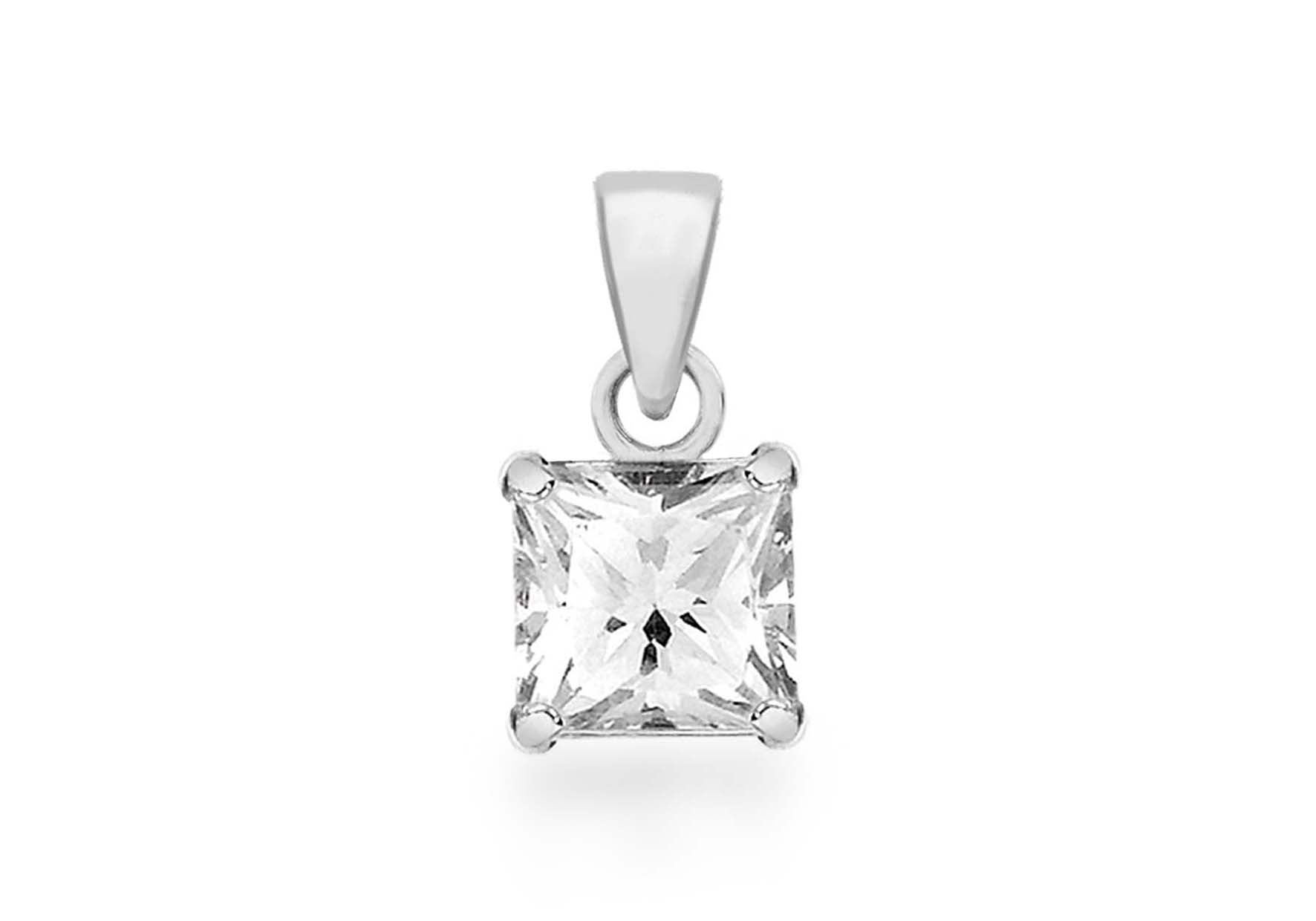 Sterling Silver 7mm Square Zirconia Pendant