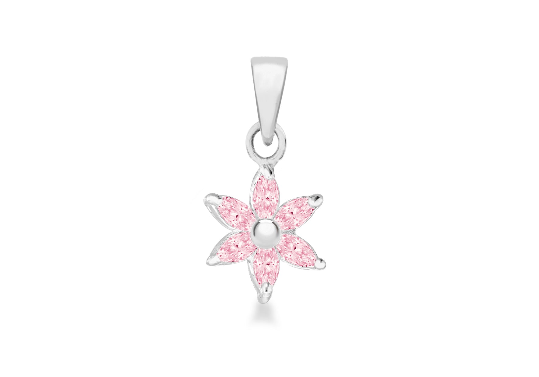 Sterling Silver Pink Zirconia Flower Pendant