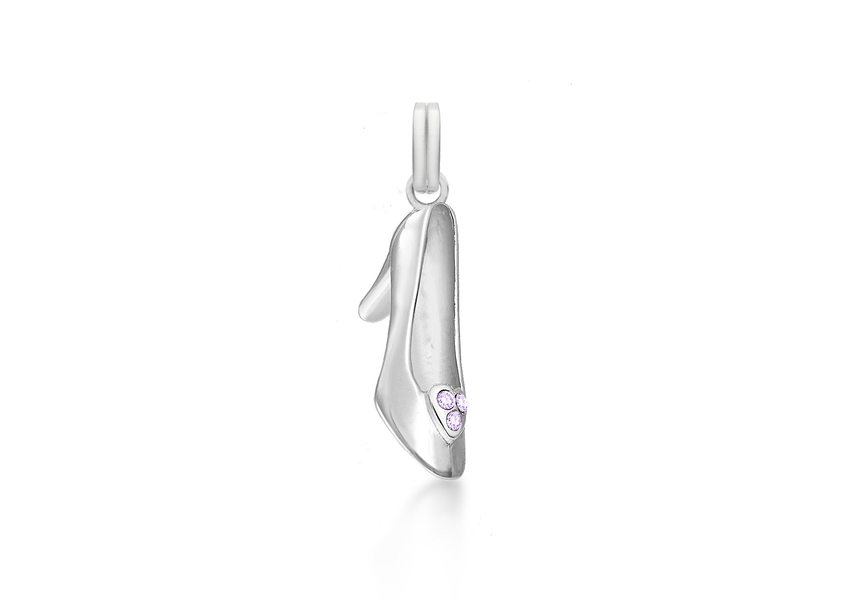 Sterling Silver Pink Zirconia Shoe Pendant