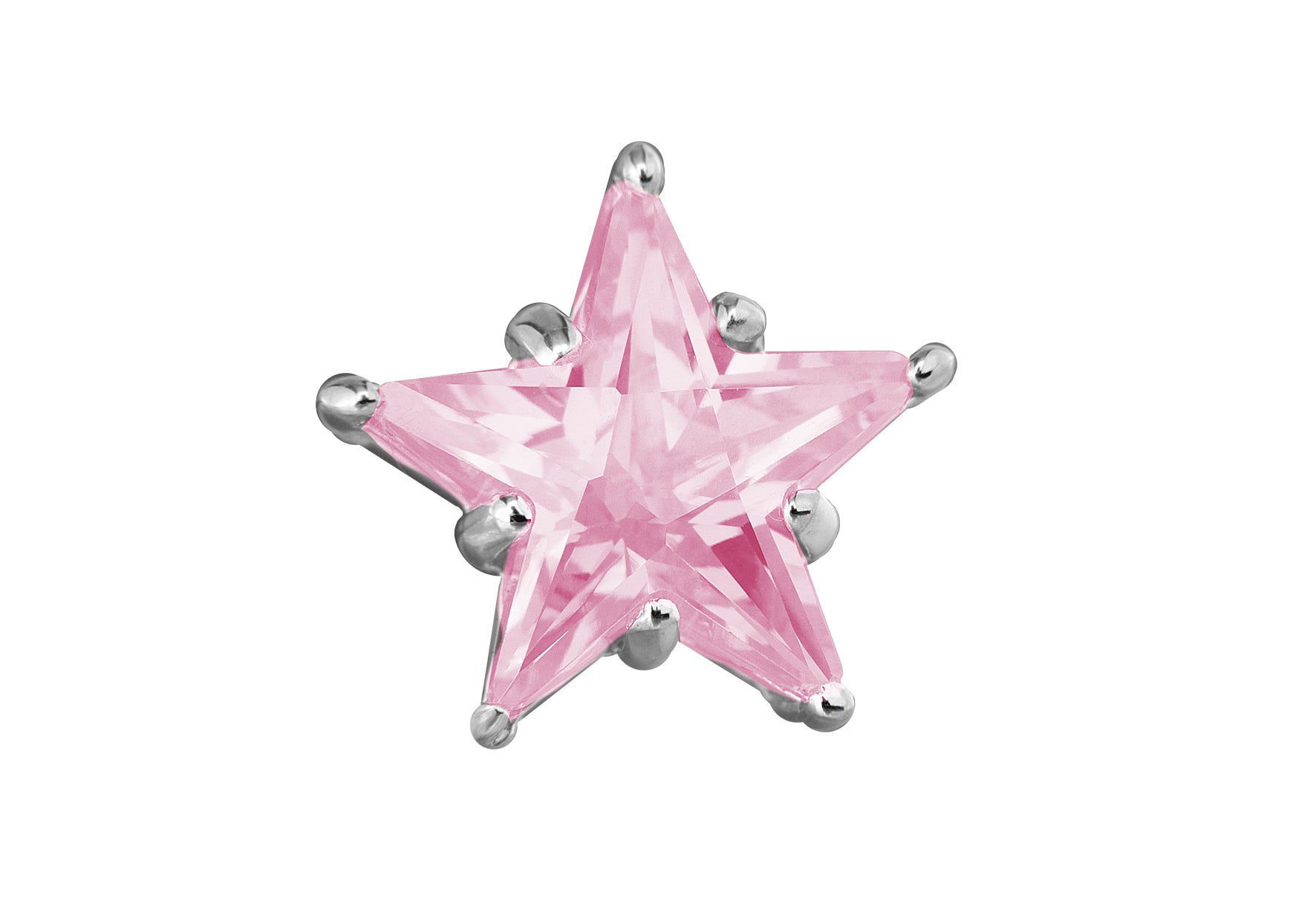 Sterling Silver Pink Zirconia Star Slider Pendant