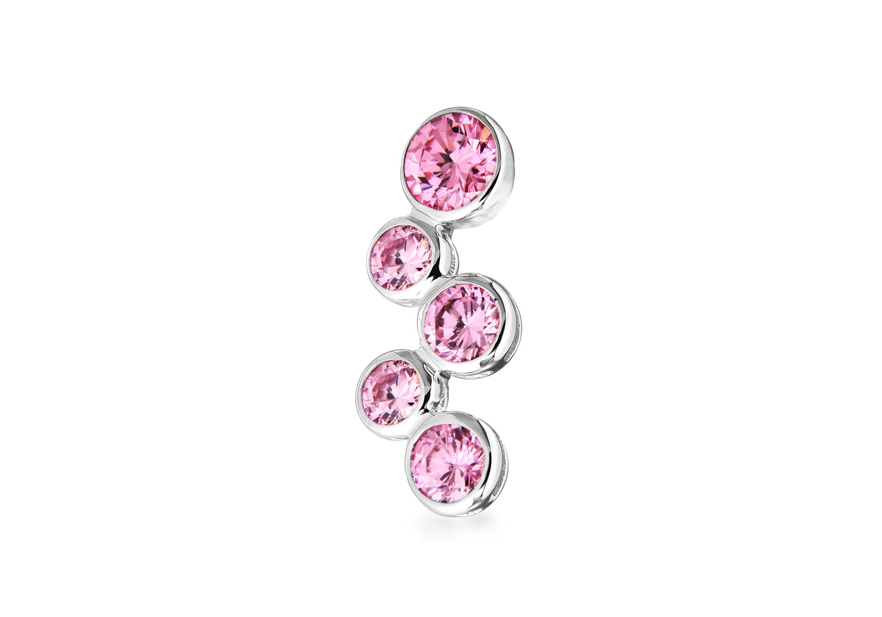 Sterling Silver Graduated Pink Zirconia Drop Slider Pendant