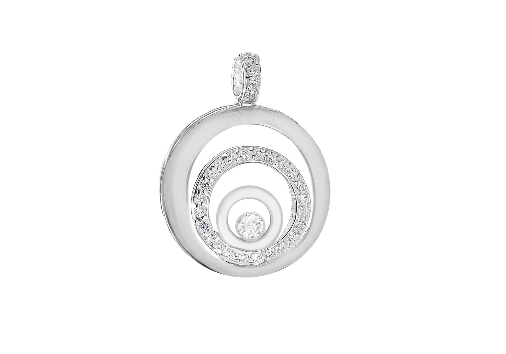 Sterling Silver Zirconia 26.4mm Multi Circle Pendant