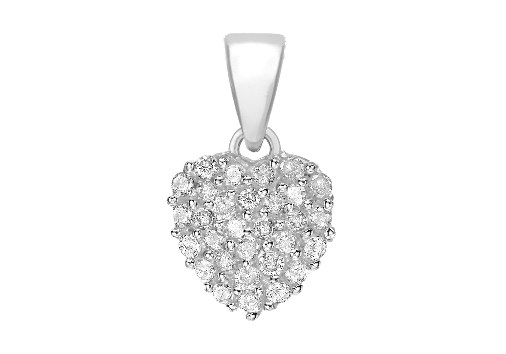 Sterling Silver Zirconia Pave 14mm x 24mm Heart Pendant
