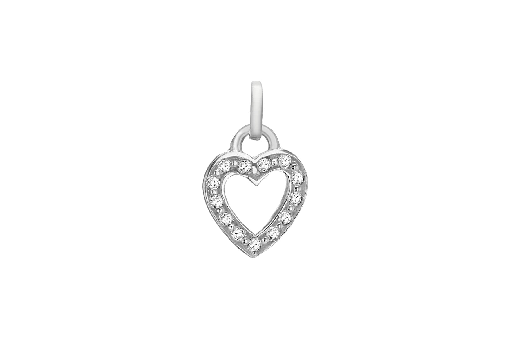 Sterling Silver Zirconia 10.6mm x 17.2mm Heart Pendant