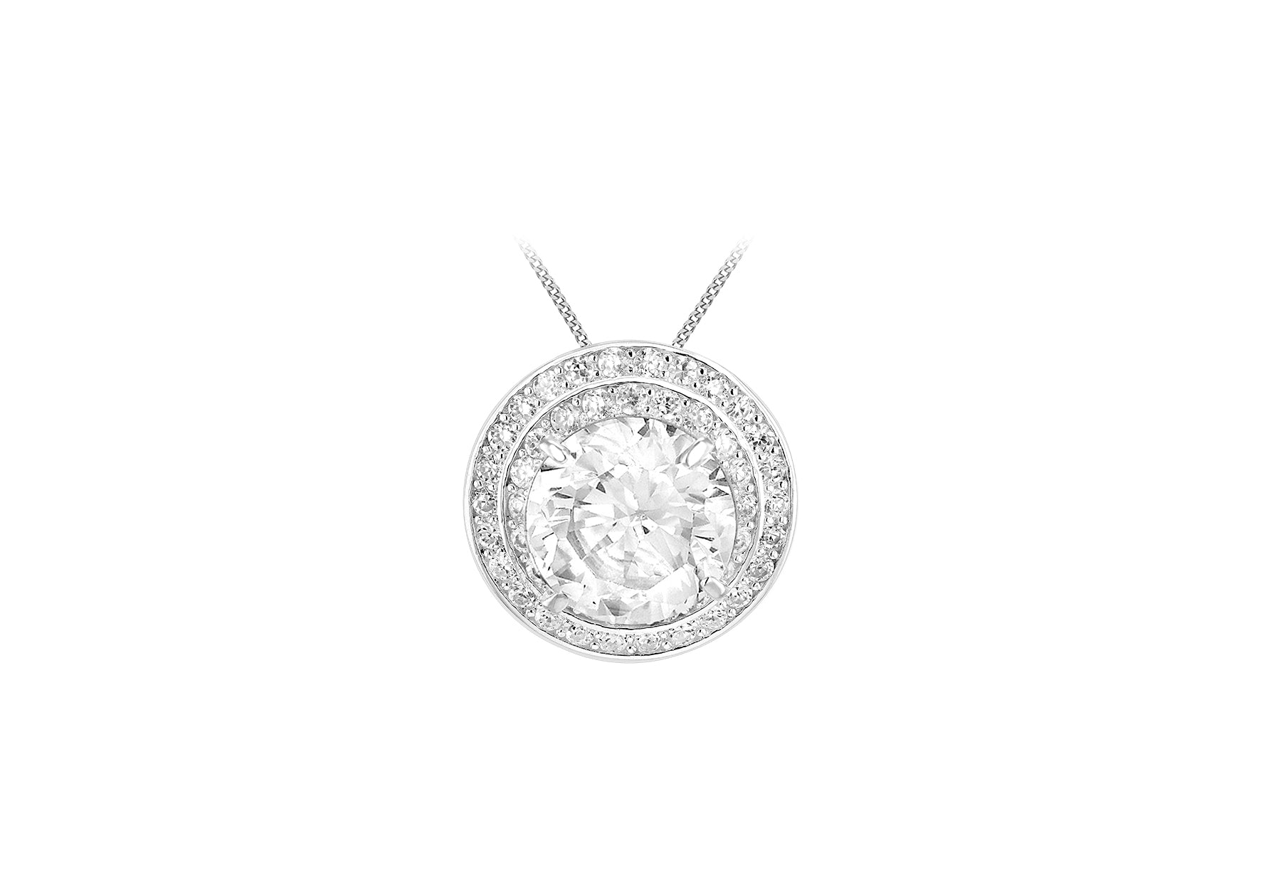 Sterling Silver Zirconia 19mm Round Slider Pendant
