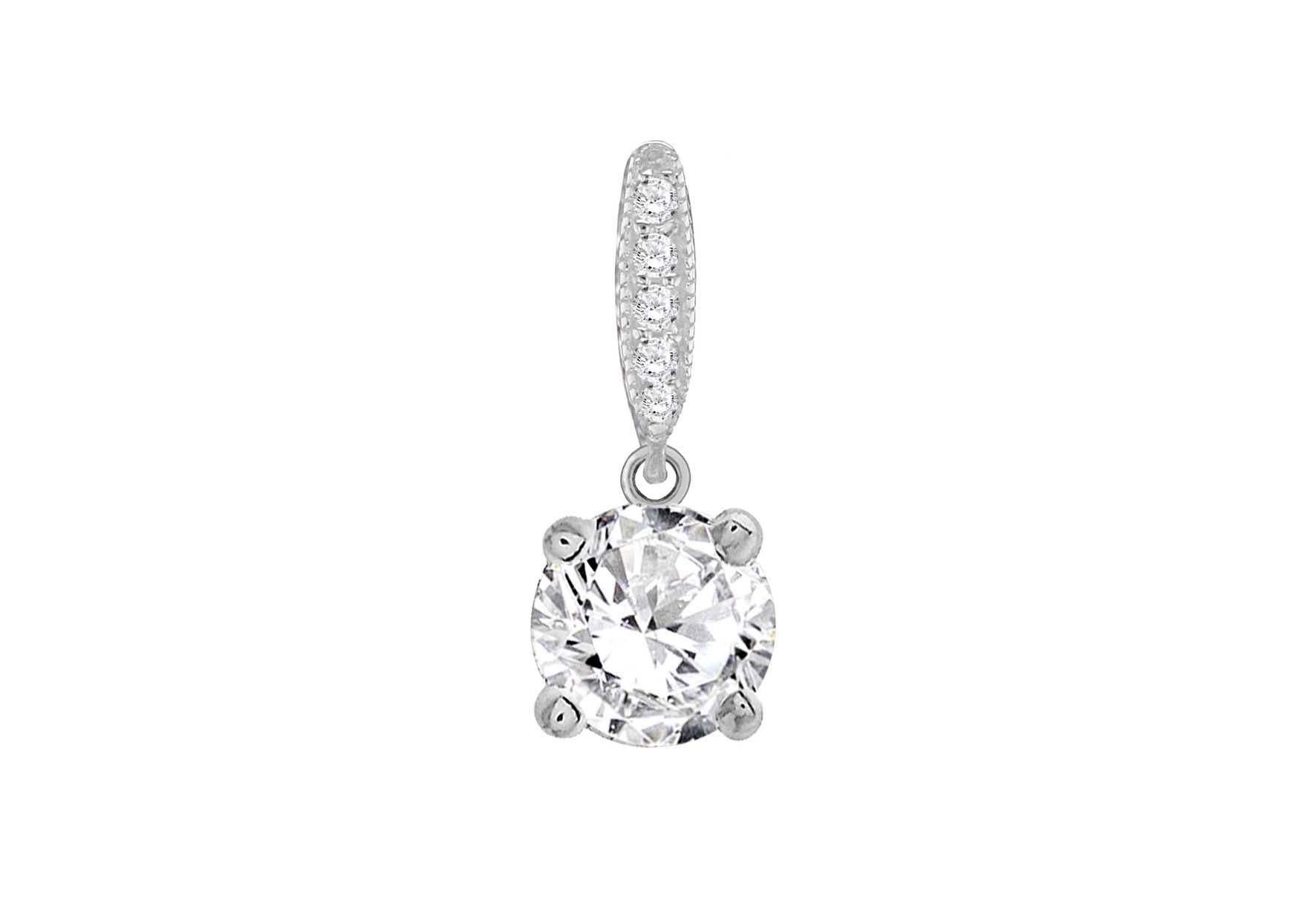 SILVER RHO 8MM ROUND Zirconia Pendant