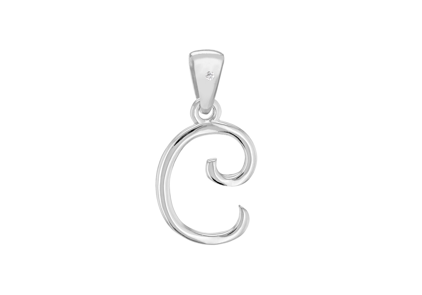 SILVER RHOD DIA INITIAL Pendant