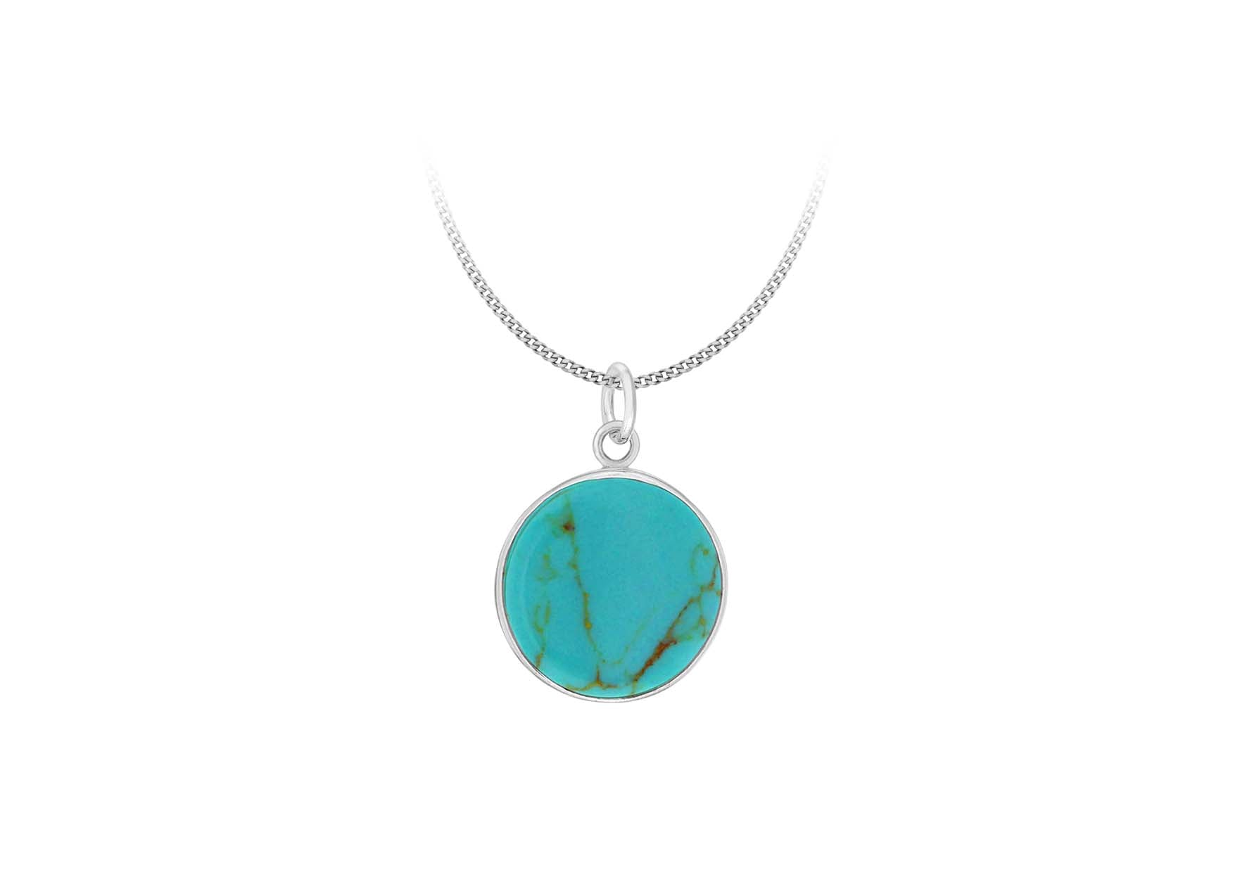 Sterling Silver Round Turquoise Pendant