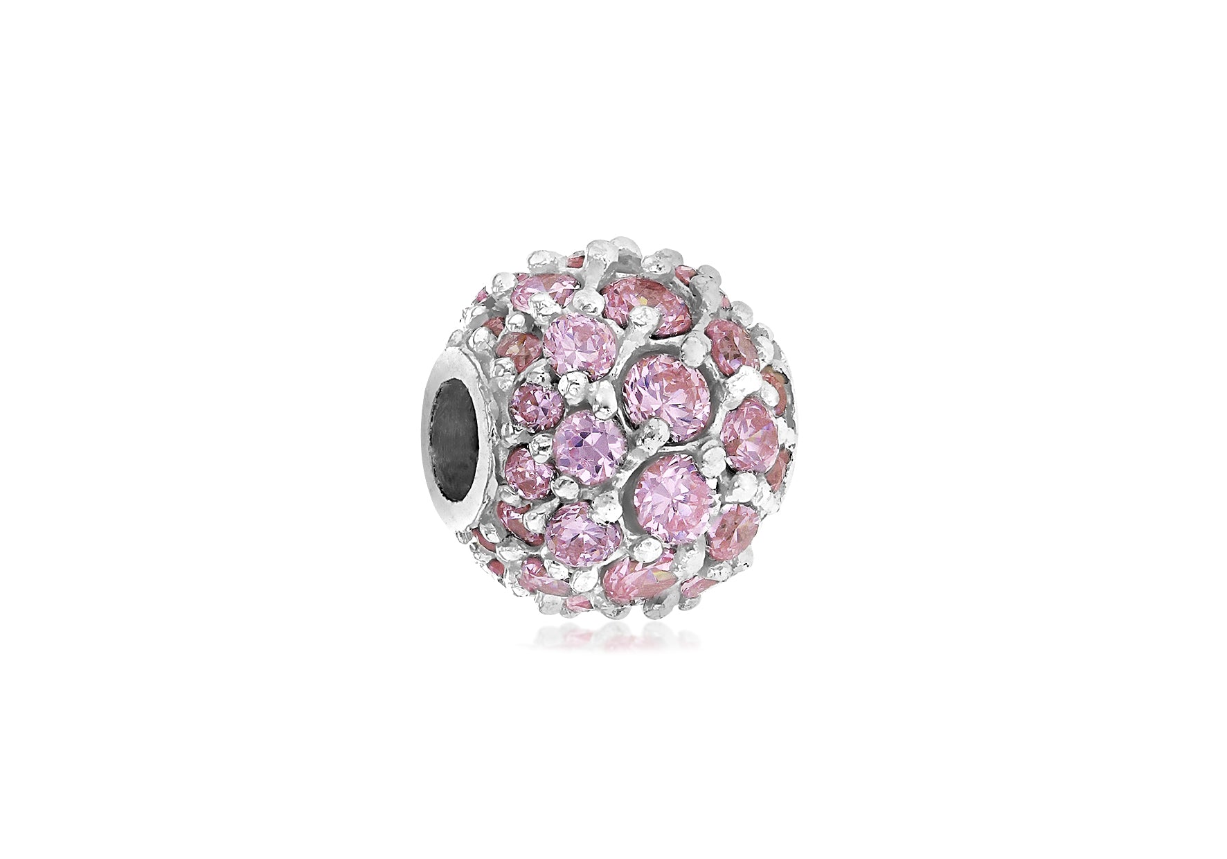 SILVER PINK Zirconia  FIREBALL PENDAN9