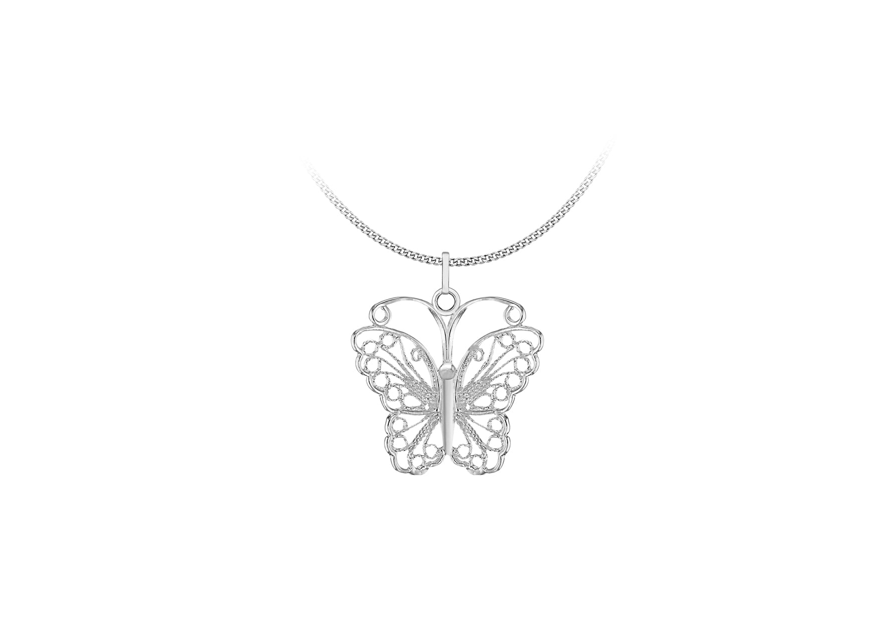 Sterling Silver Filigree BCutterfly Pendant
