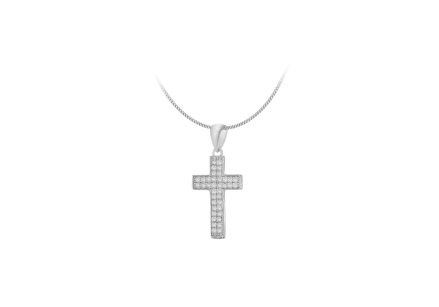 SILVER RHO Zirconia Cross Pendant