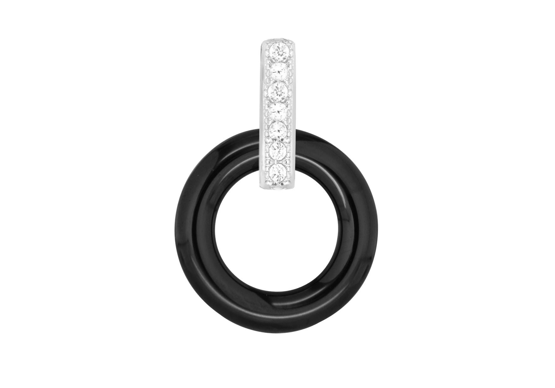 Sterling Silver Rhodium Plated Black Ceramic Zirconia Pendant