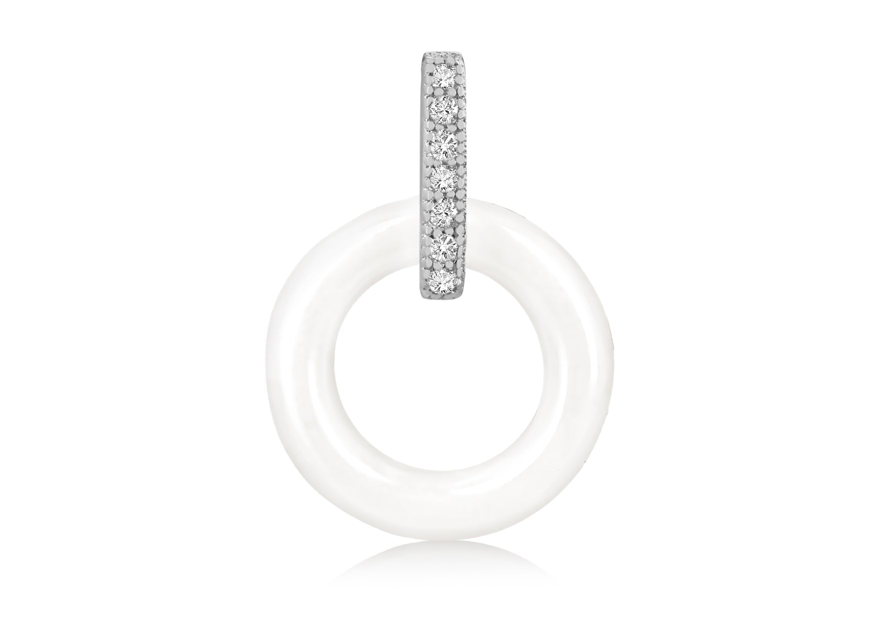 Sterling Silver Rhodium Plated White Ceramic Zirconia Set Pendant
