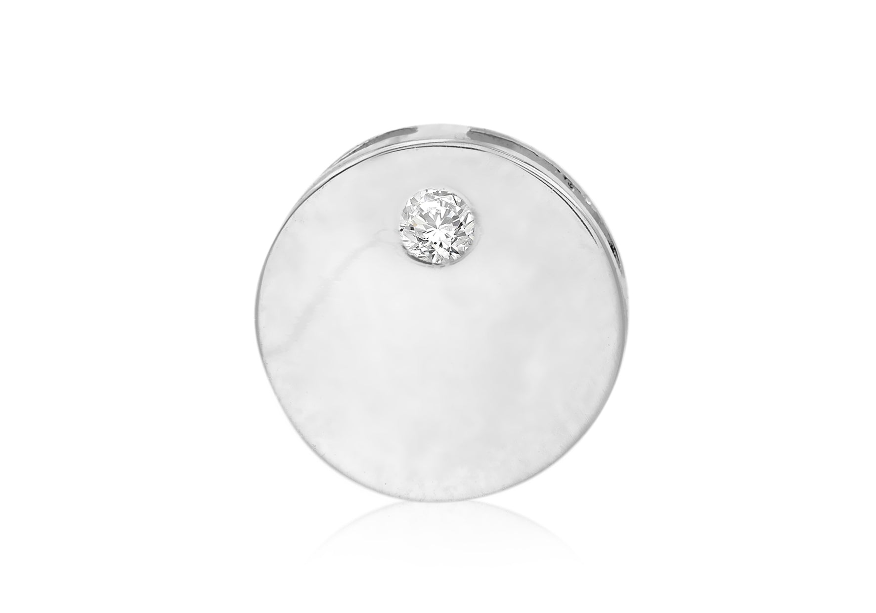 Sterling Silver Rhodium Plated 9.5mm Zirconia Slider Pendant