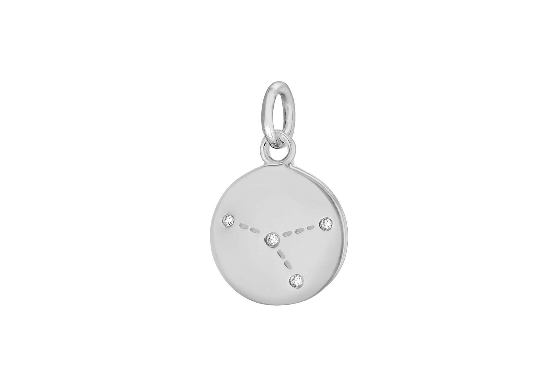 Sterling Silver Zirconia 12mm x 18.5mm aner Constellation Disc Pendant
