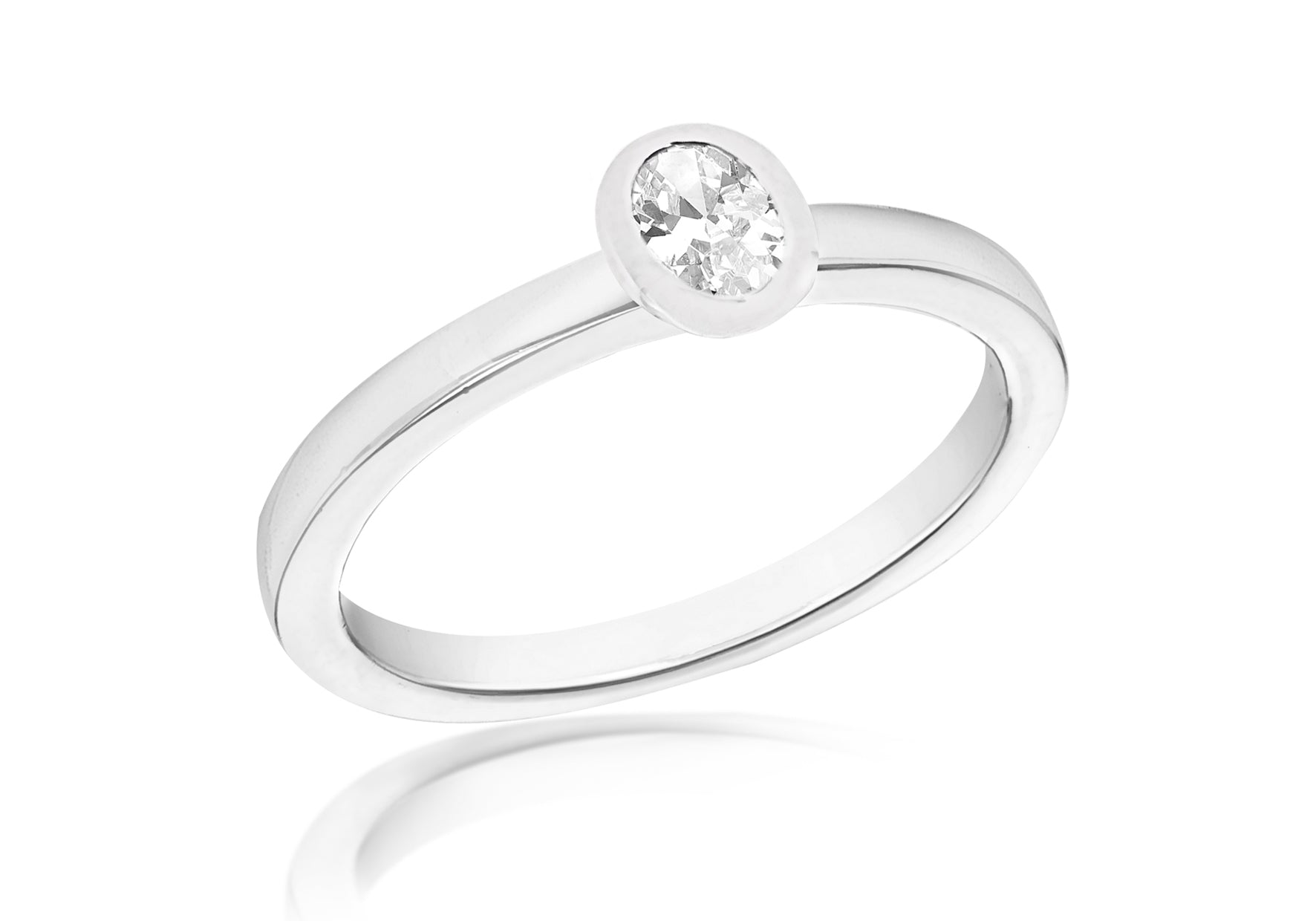 SILVER WHITE Zirconia OVAL S Ring
