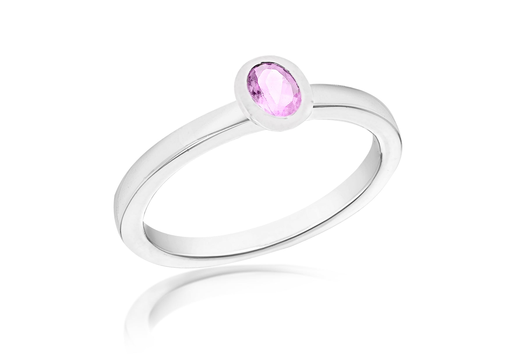 SILVER PINK Zirconia OVAL S Ring