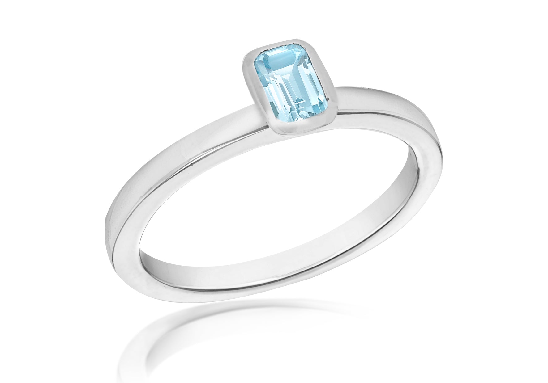 SILVER SYN BLUE Zirconia RET S Ring