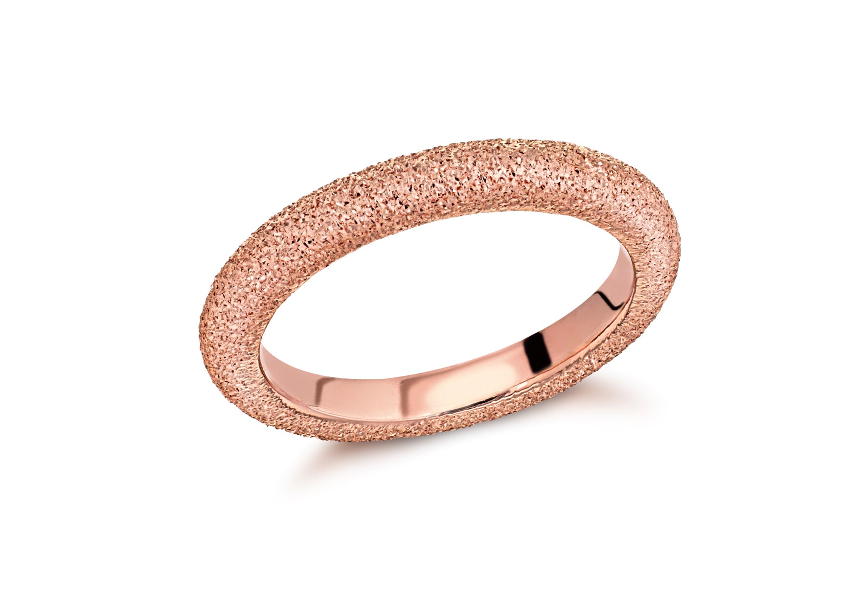 Sterling Silver Rose Gold Plated 3mm Textured Band Stacking Ring