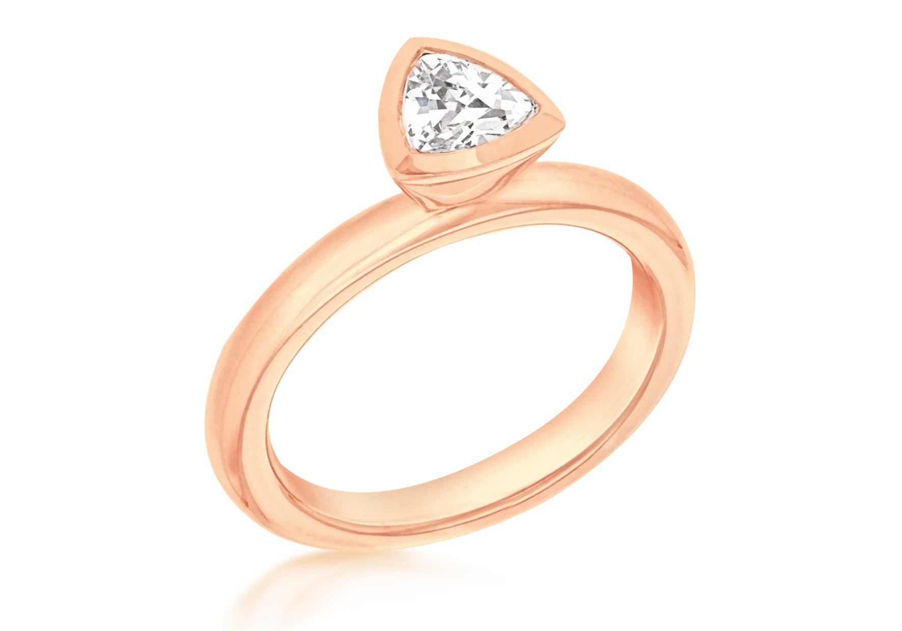 Sterling Silver Rose Gold Plated Triangular White Zirconia  Stacking Ring