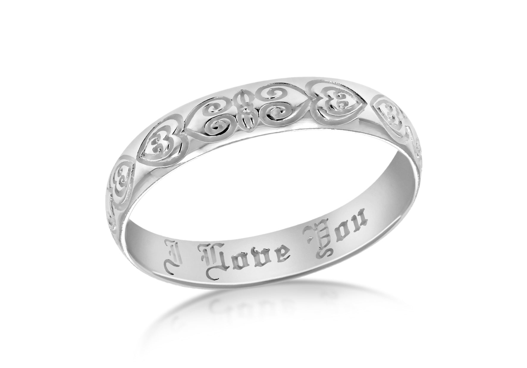 Sterling Silver "I Love You" Posy Ring