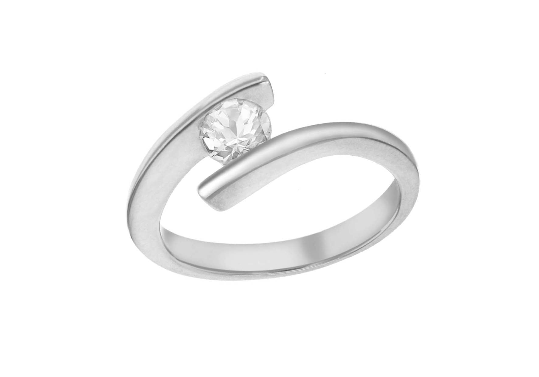 SILVER Zirconia Cross OVER Ring