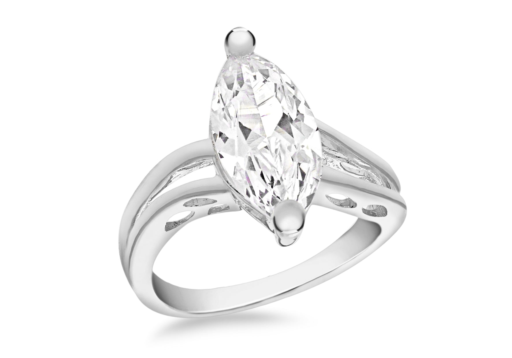 Sterling Silver Marquise Zirconia Stone Set Ring