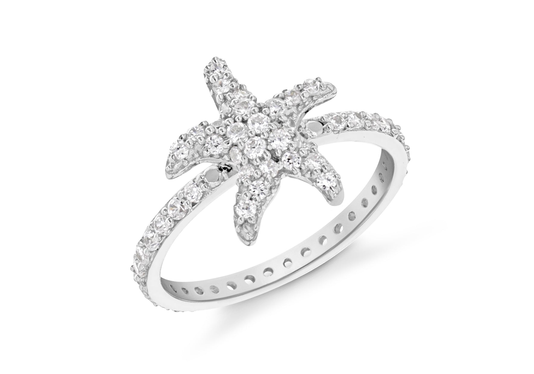 SILVER WHITE Zirconia STARFISH Ring