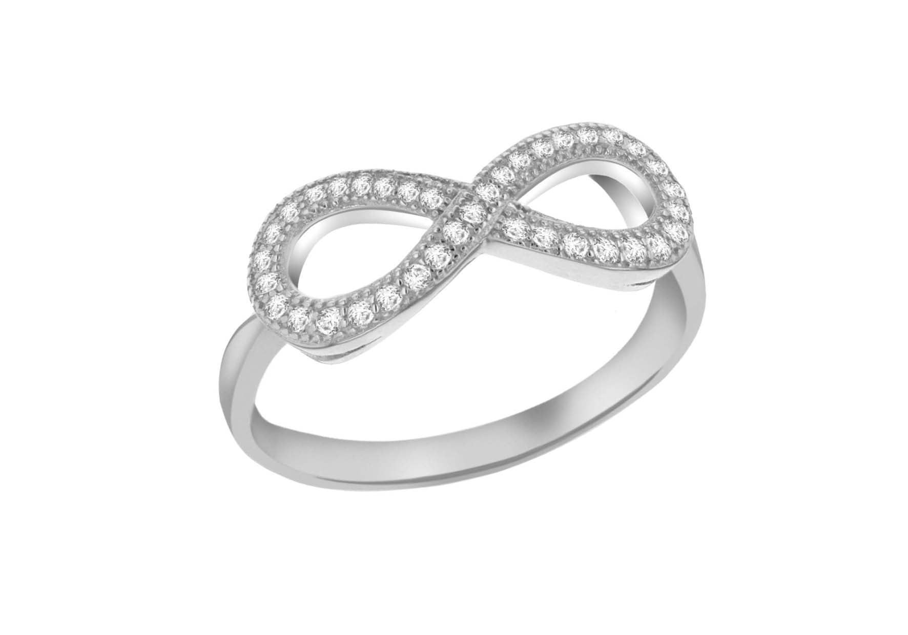 Sterling Silver Rhodium Plated Zirconia Infinity Ring