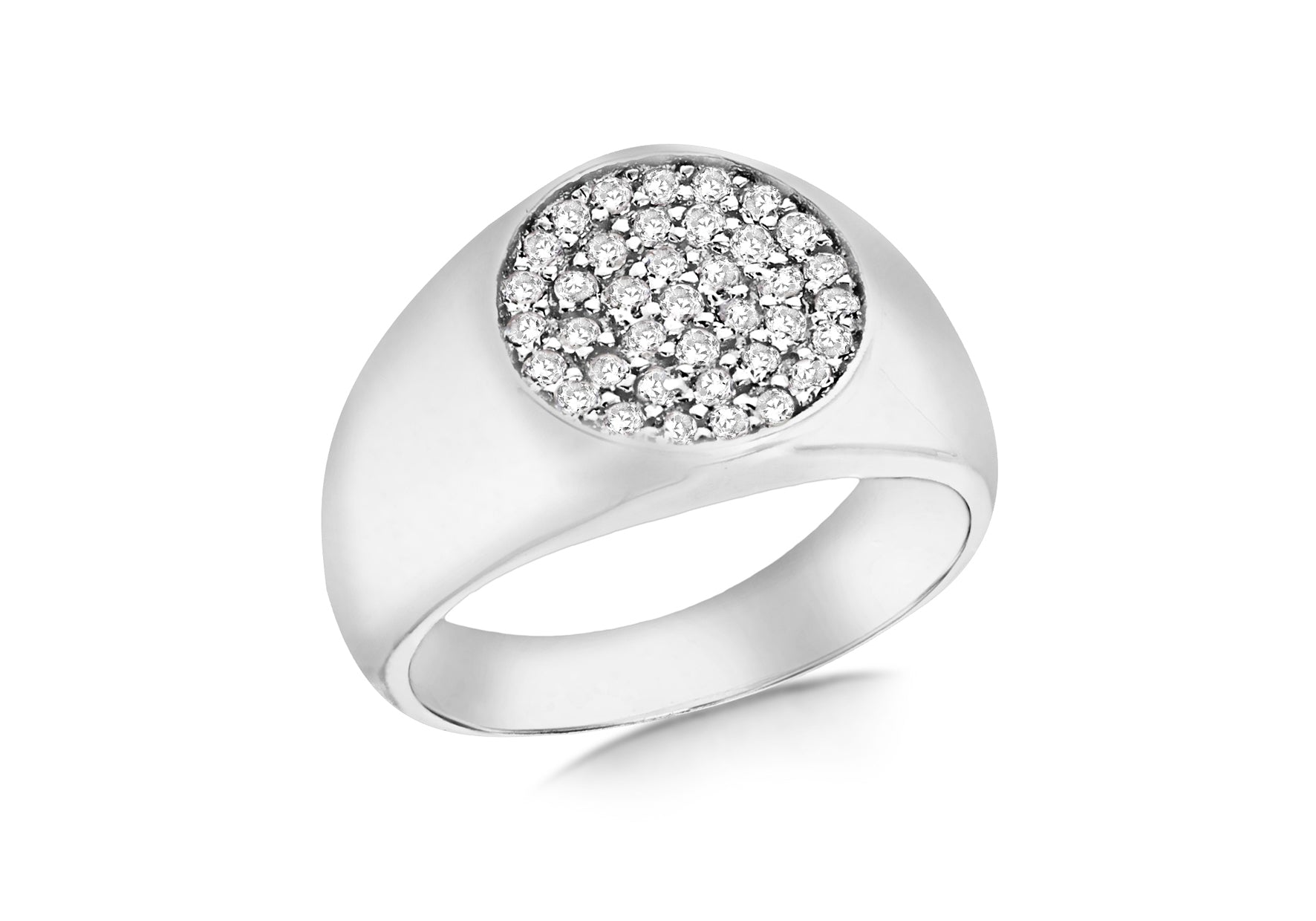 Sterling Silver Rhodium Plated Zirconia Pave Set Disc Ring