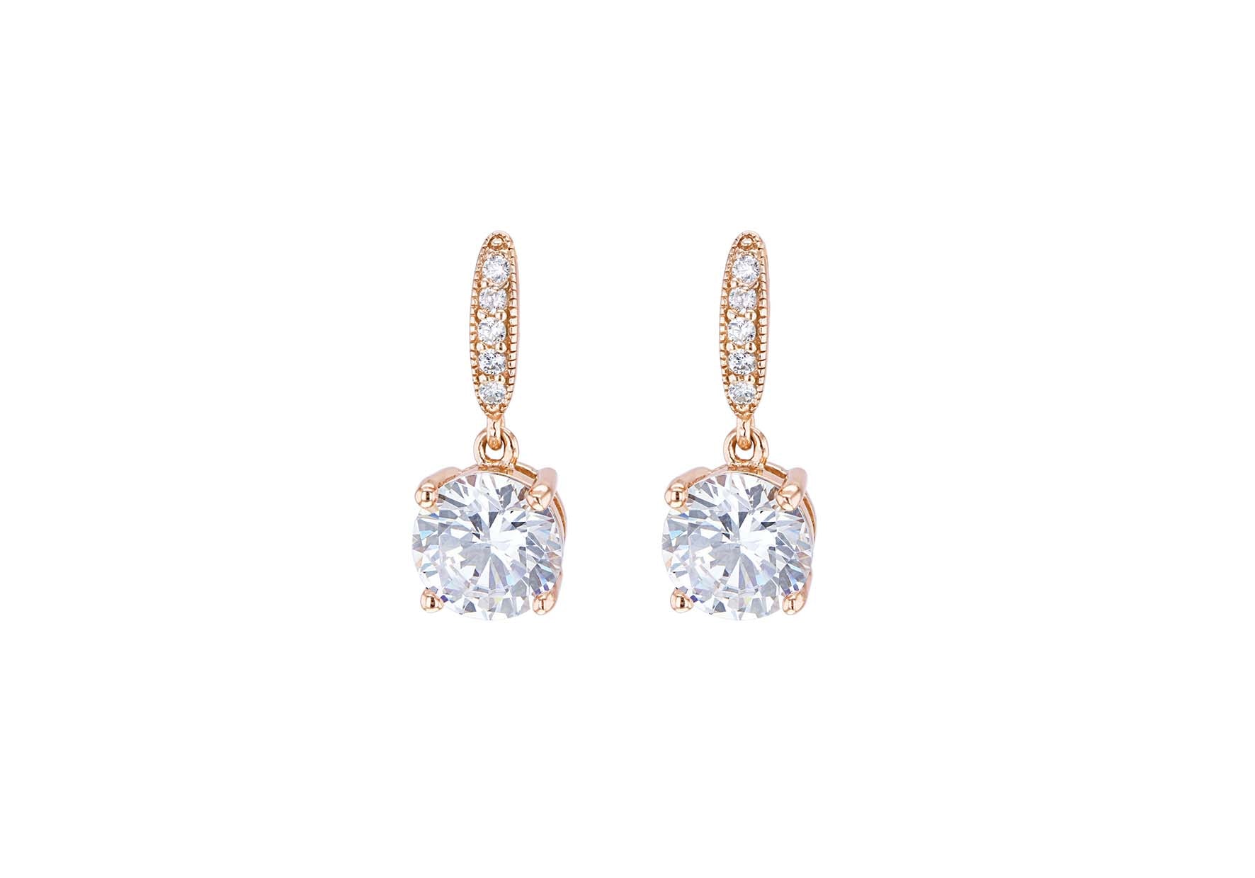 SILVER RP 6MM ROUND Zirconia EARRing