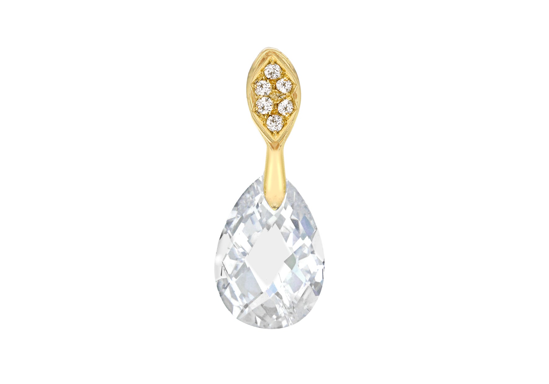 Sterling Silver Yellow Gold Plated Zirconia Faet Teardrop Pendant