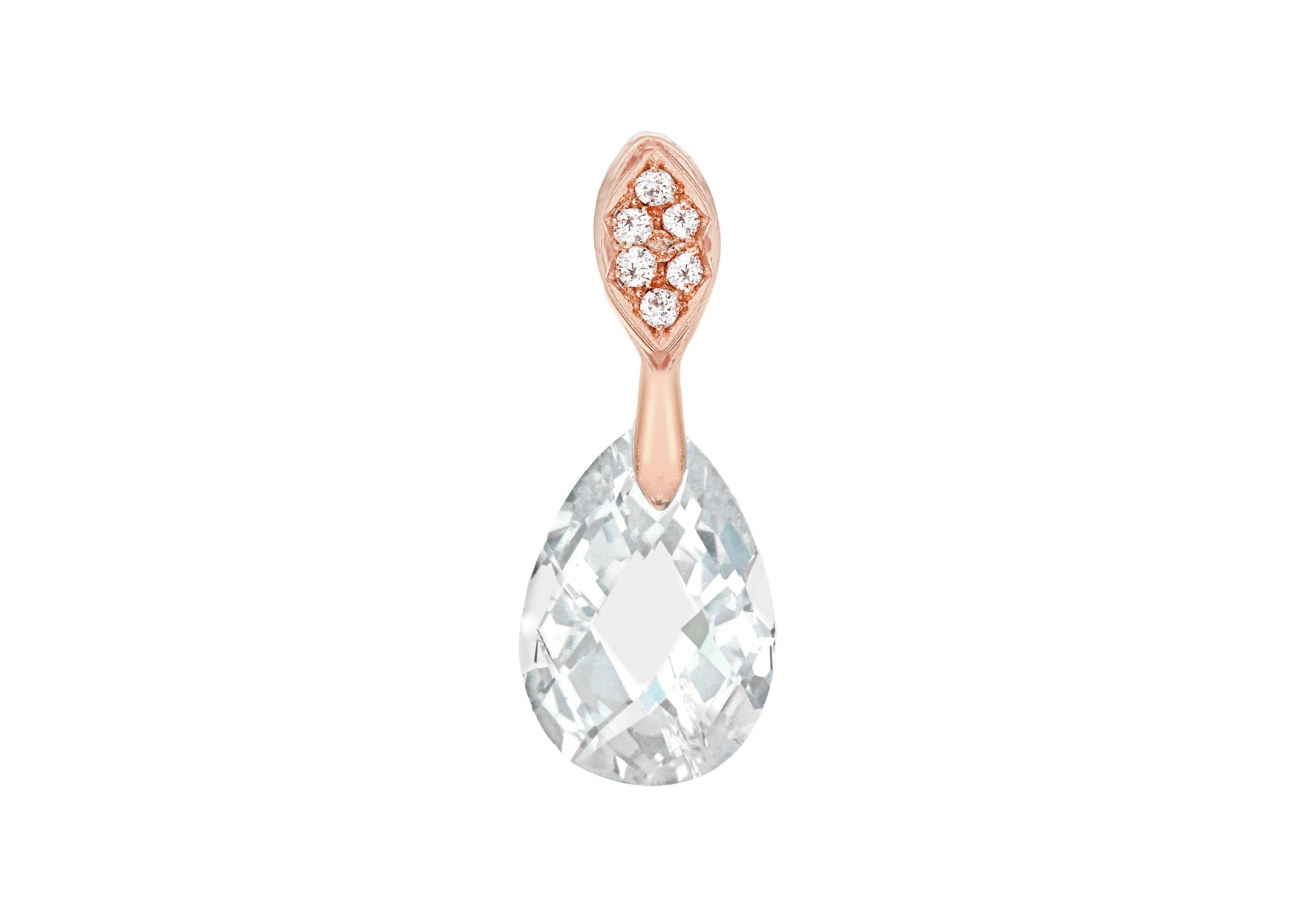 Sterling Silver Rose Gold Plated Zirconia Faet Teardrop Pendant
