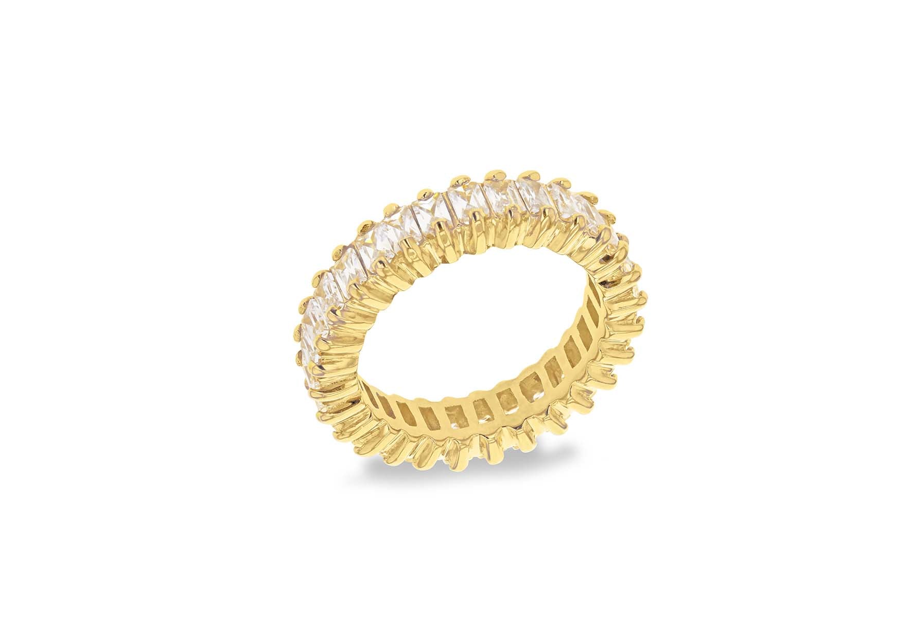 Sterling Silver Gold Plated White Zirconia Set Ring