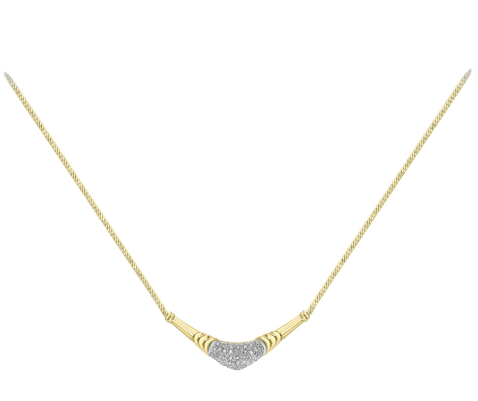 9ct Yellow Gold 0.18ct Diamond Chevron Collar Necklace