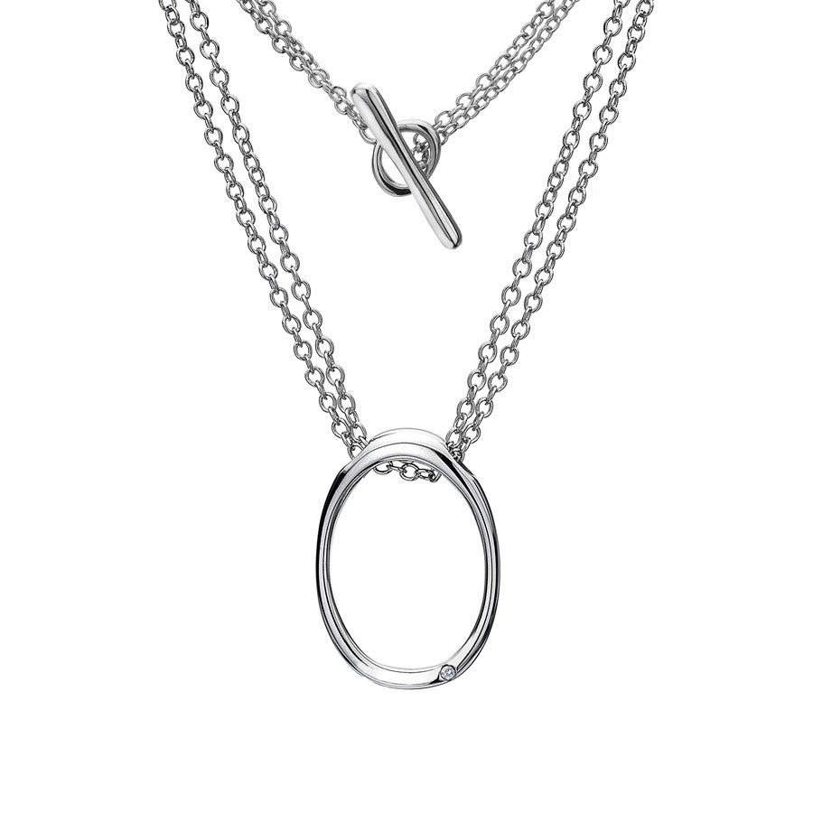 Link Necklace Hand-Set With A Diamond Accent