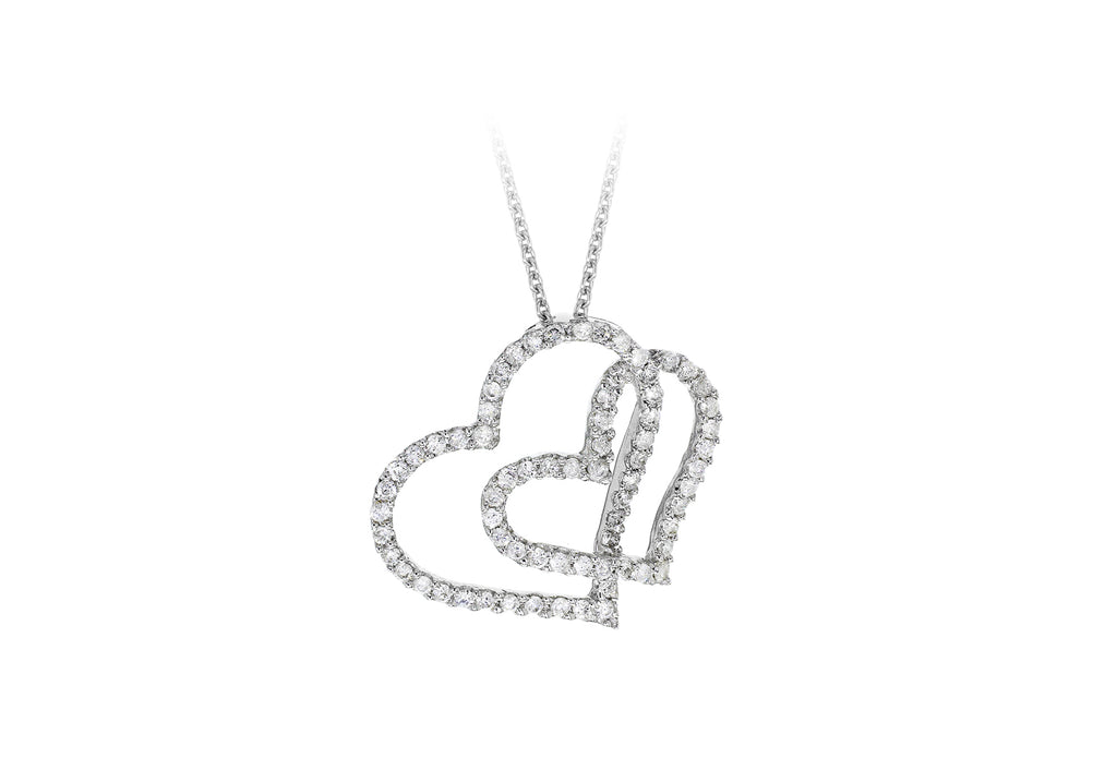 18ct White Gold 0.50ct Diamond Interlocked Heart Necklace