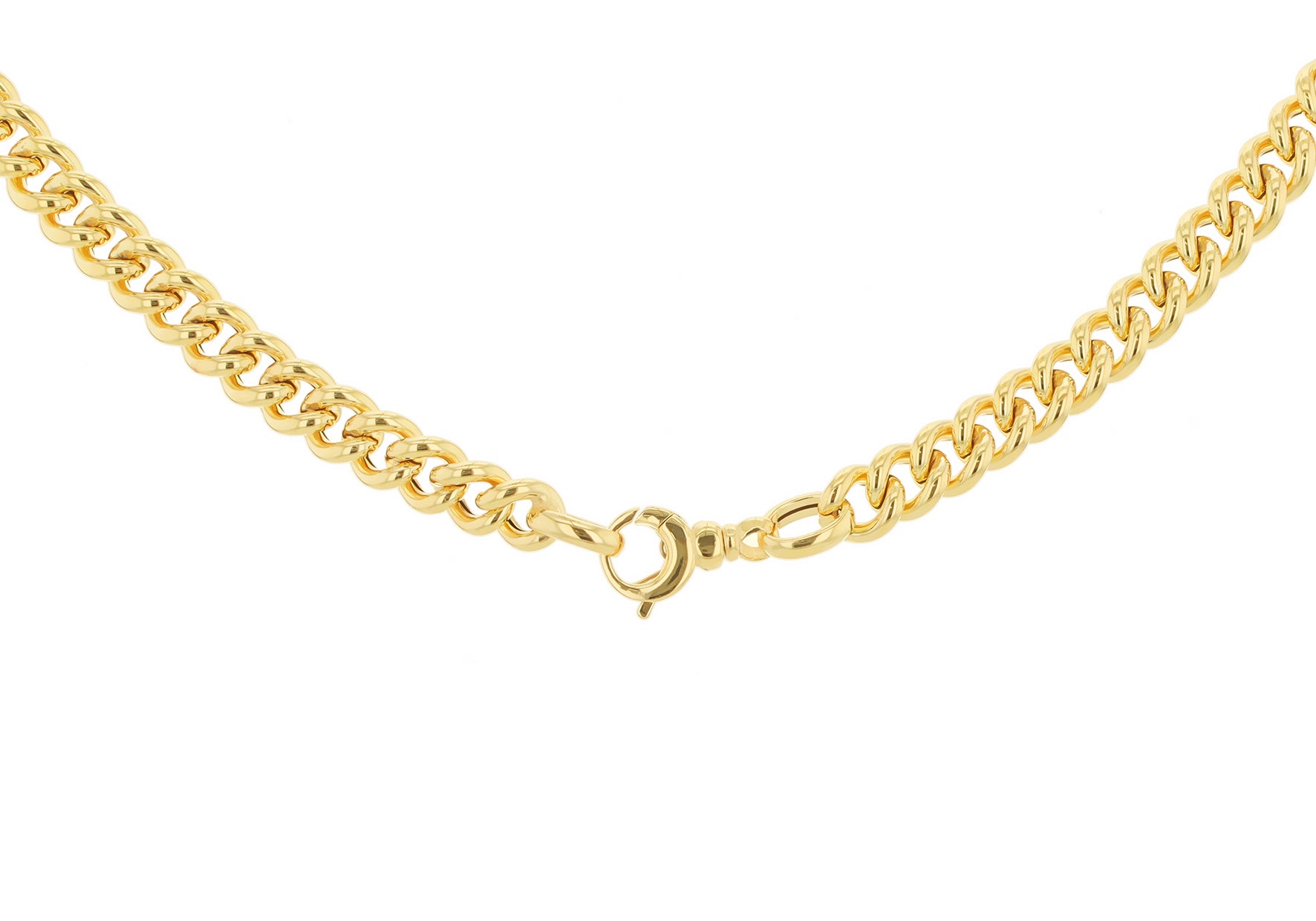 9ct Yellow Gold Fancy Curb Double Oval Links Necklace