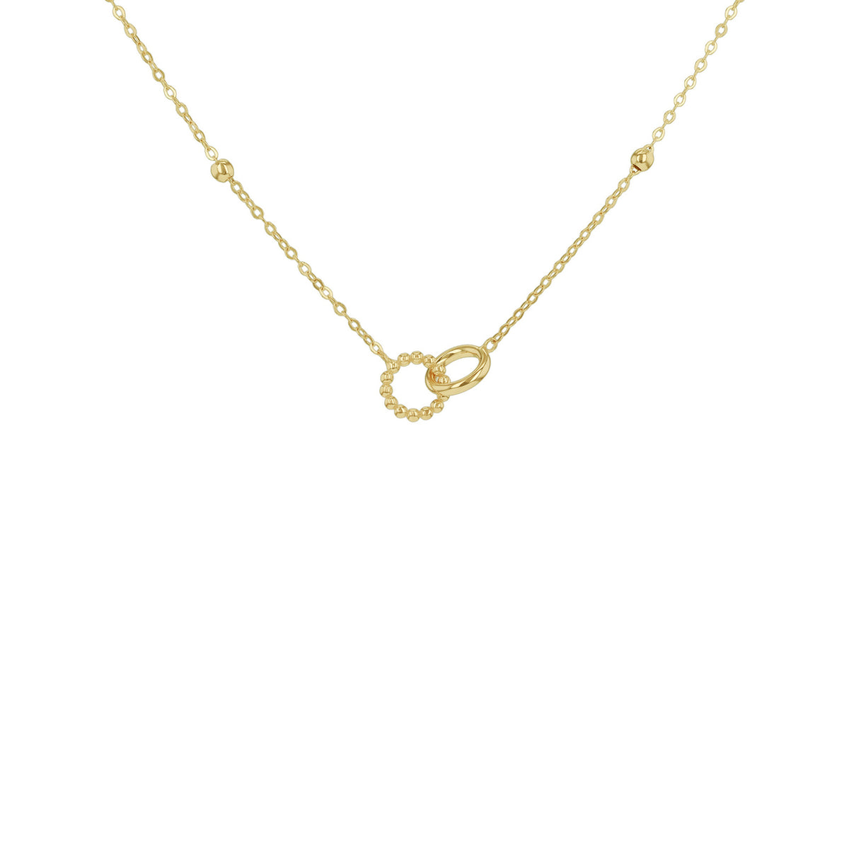 9ct Yellow Gold Interlocking Circle Station Necklace