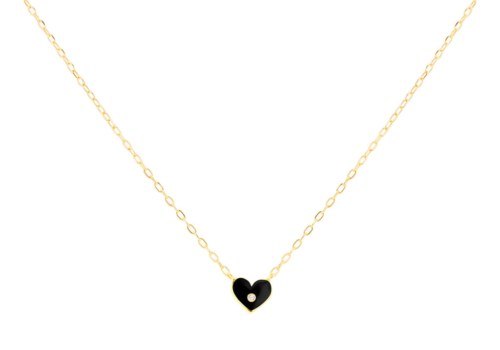 9ct Yellow Gold 0.01ct Diamond Set Heart Pendant